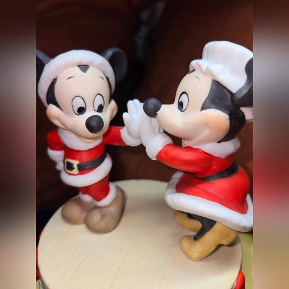 1987 Mickey And Minnie Merry Christmas Music Box By Disney And Schmid - Picture 4 of 6